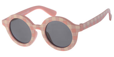 Round sunglasses for children 5-8 years - Matte Pink Grid